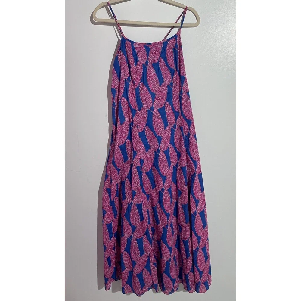 Vineyard Vines Dress 6 Tropical Leaf Maxi Cottagecore Feminine Beachy Resort - Picture 3 of 12